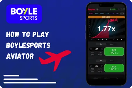 BoyleSports Aviator Game interface showing bet